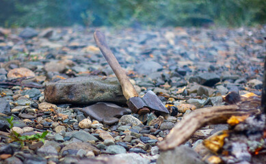 the pebbles lie beautifully on the river Bank