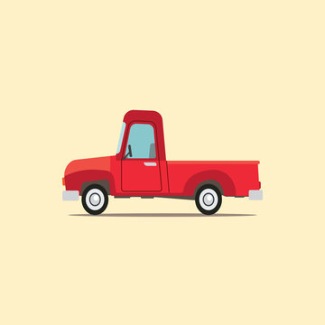 Truck pickup vector flat icon. car icon eps10