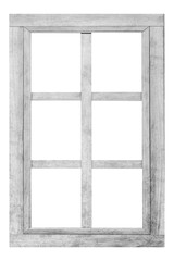 Vintage white wooden window frame isolaed on a white background