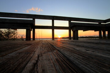 wooden bridge over the river