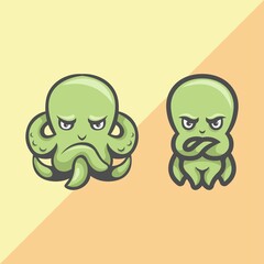 squid cartoon mascot logo vector illustration