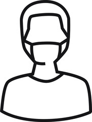 Simple man with mask corona virus protection. icon illustration