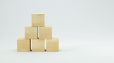 empty wooden cubes for own messages and icons on white background