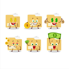 File folder cartoon character with cute emoticon bring money