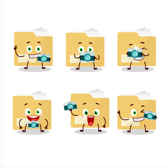 Photographer profession emoticon with file folder cartoon character