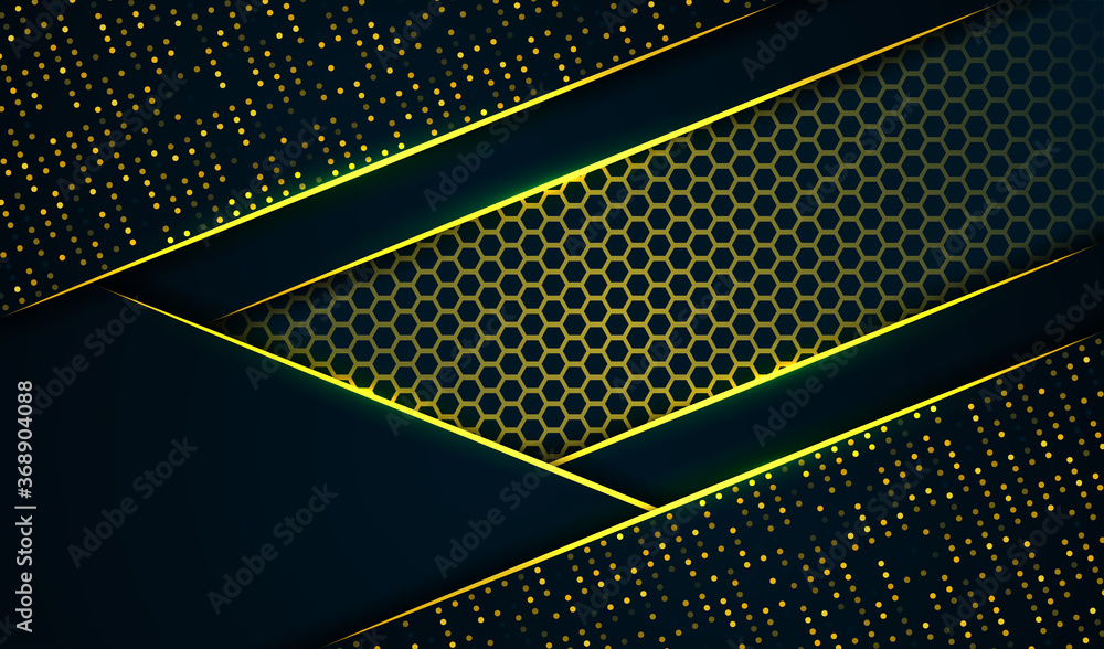 Aufkleber abstract background with black overlapping layers and gold line