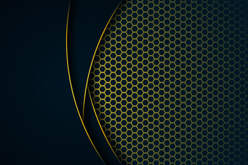 Abstract background with black overlapping layers and gold line