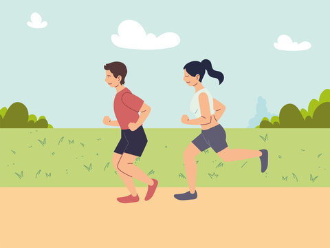 couple of people running or jogging, outdoor activity