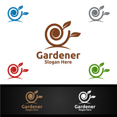 Gardener Care Logo with Green Garden Environment or Botanical Agriculture