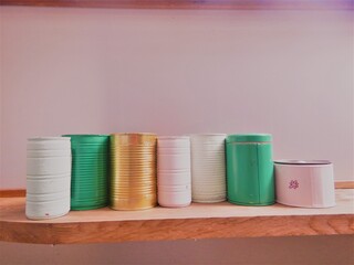 empty colorful cans