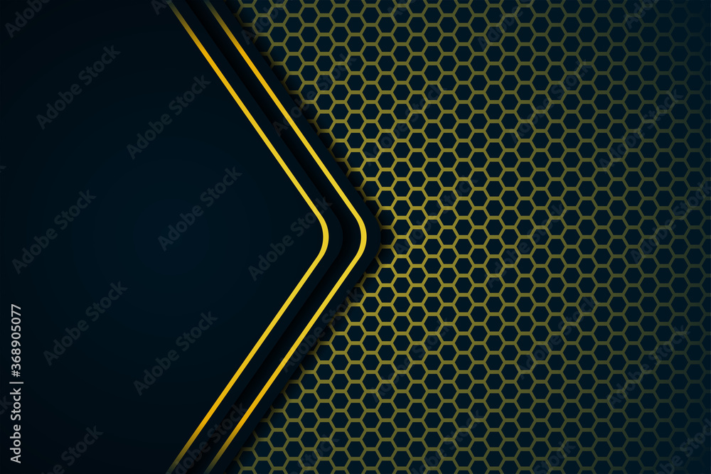 Aufkleber abstract background with black overlapping layers and gold line