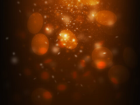 Motion blur effect orange glitter floating and fire effect on dark background
