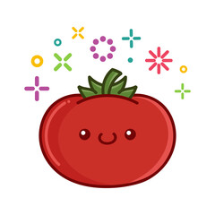 kawaii smiling tomato cartoon illustration
