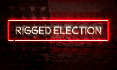 Rigged Election Sign American Primary Presidential Election Democracy Concept USA