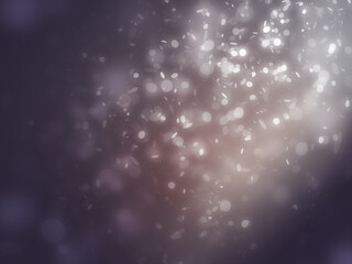 Many glitter light effect falling on purple background with gold spot light effect