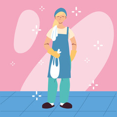 hygiene staff, woman with cleaning equipment