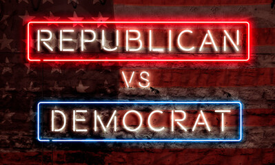 Democrat Versus Republican Political Neon Sign Artwork Election Vote Debate America Democracy