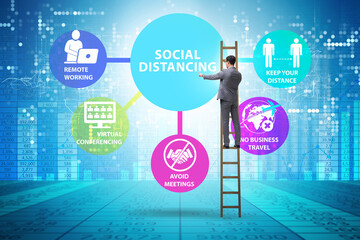 Concept of office social distancing during covid-19 pandemic