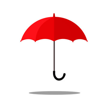 Red umbrella opened separately on a white background. Prevention concepts. Vector