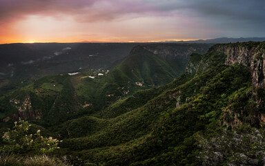 Fototapeta na wymiar Colorful sunrise at cliffs in Huaca