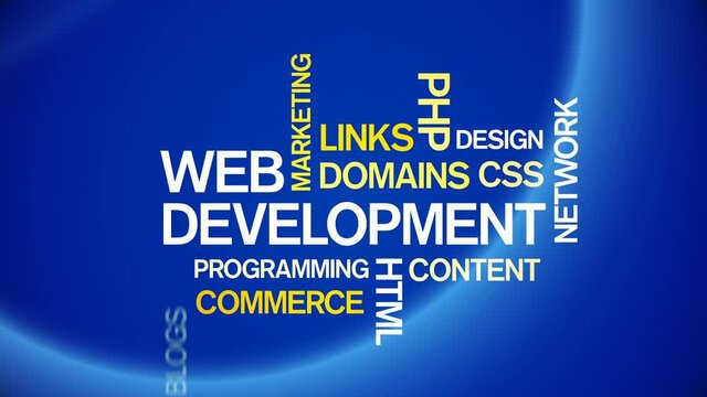 4k Web Development Animated Tag Word Cloud;Text Design Animation;Kinetic Typography.