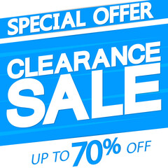 Clearance Sale up to 70% off, poster design template, special offer, vector illustration