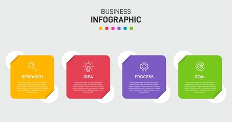 Obraz premium Infographic design with icons and 4 options or steps. Thin line vector. Infographics business concept. Can be used for info graphics, flow charts, presentations, web sites, banners, printed materials.