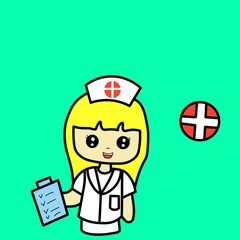 vector illustration of a flat doctor style mascot female doctor