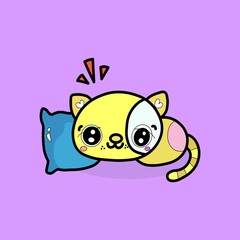 vector illustration of a flat-lying cartoon cat vector graphics