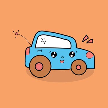 Vector illustration of a cartoon car style mascot graphic flat