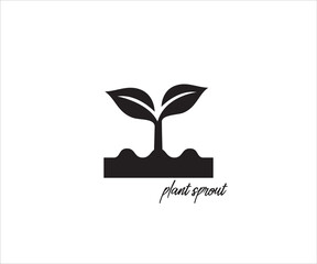 a plant sprout with two leaf, simple vector icon logo design illustration