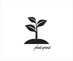 a plant with three leaf in soil bed simple vector icon logo design illustration