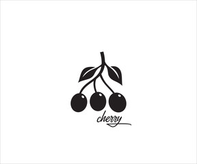 a stalk of cherry simple vector icon logo design illustration