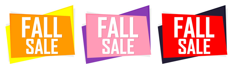 Fall Sale banners, discount tags design template, vector illustration