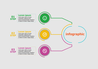 The infographic vector design template for illustration. Planning timeline three steps infographics design vector template.
