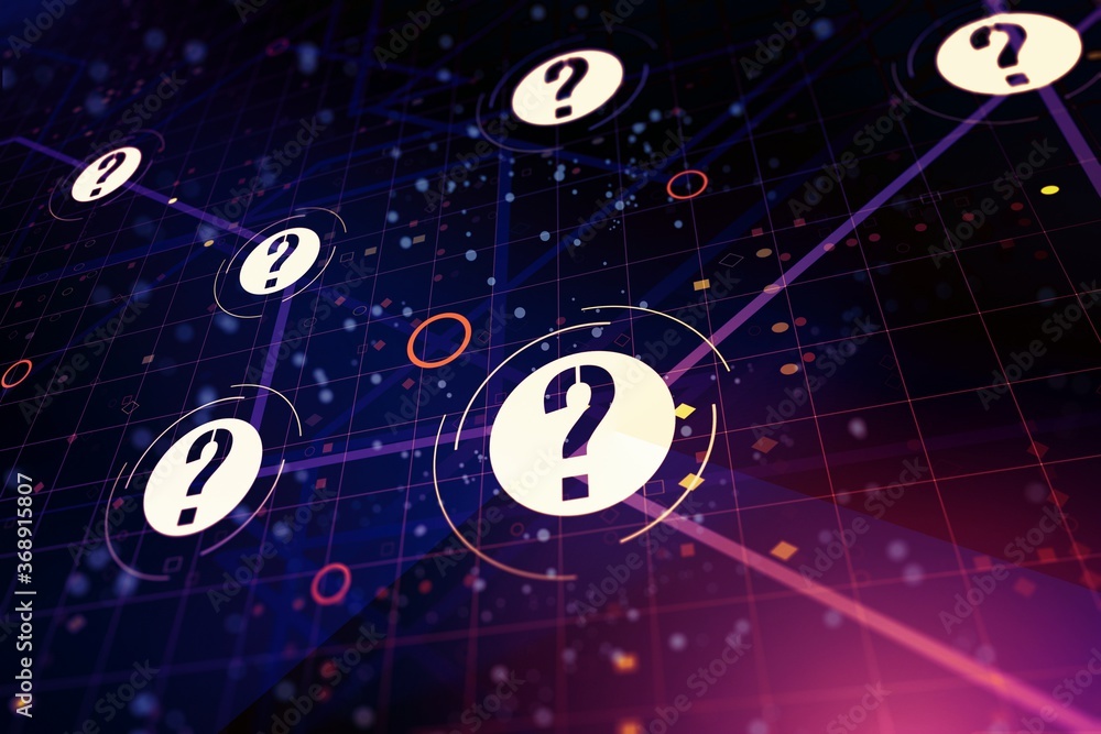 Poster creative concept of question mark illustration on blue abstract background. faq and search concept. 