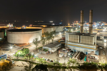 Power plant in Hong Kong at night
