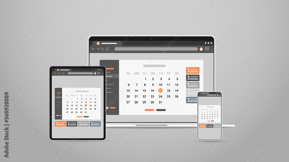 Poster laptop tablet and smartphone screns cross platform application development adaptive user interface r