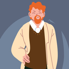 portrait man in casual clothes with beard