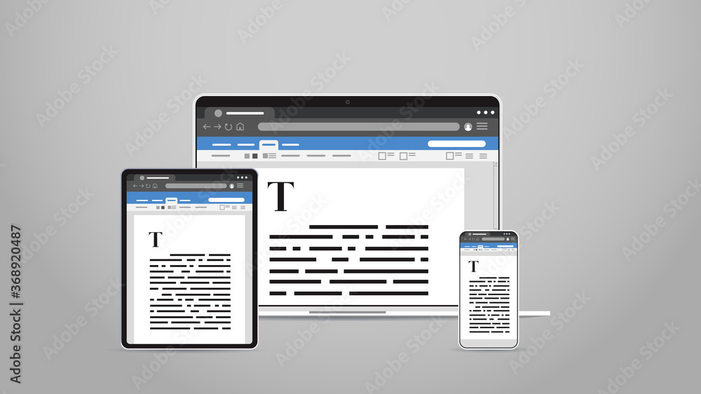 Poster laptop tablet and smartphone screns cross platform application development adaptive user interface r