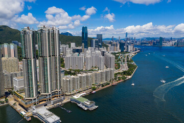 Obraz premium Top view of Hong Kong city