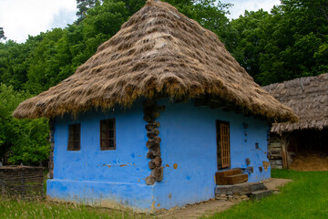 traditional house made of straw and clay in the mountain village