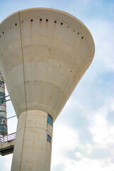 water tower on a blue sky, water supply tank, water supply on blue sky, Big water tank
