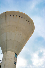 water tower on a blue sky, water supply tank, water supply on blue sky, Big water tank