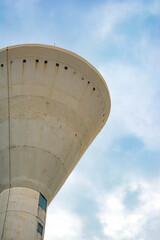 water tower on a blue sky, water supply tank, water supply on blue sky, Big water tank