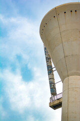 water tower on a blue sky, water supply tank, water supply on blue sky, Big water tank