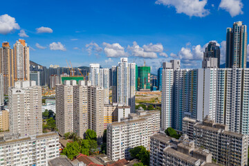 Fototapeta na wymiar Aerial view of Hong Kong city