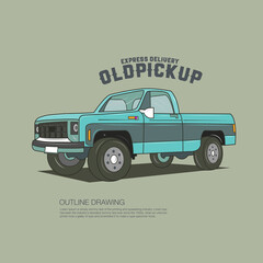 Old pickup vintage vehicle vector illustration.Good for retro design style printing media. © mysmara
