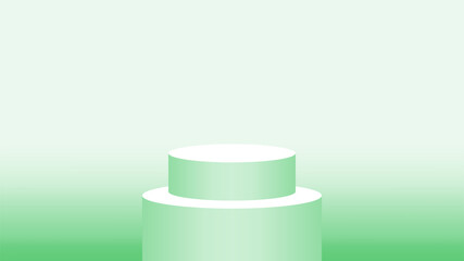 3d pedestal cylinder circle green soft for cosmetics showcase, podium circle stage green pastel soft color, platform 1 step for advertising copy space, one podium round for product display