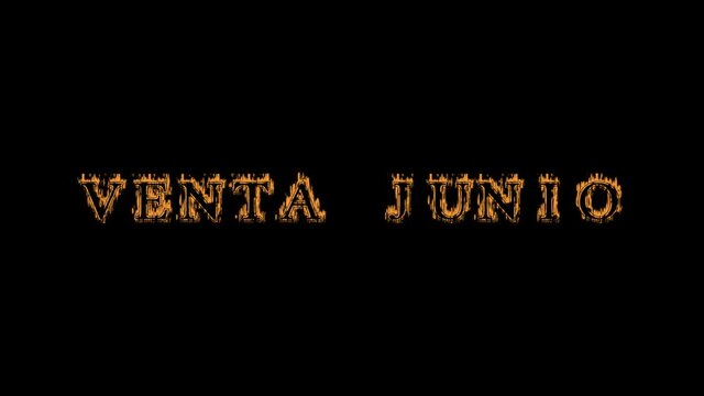 Venta junio fire text effect black background. animated text effect with high visual impact. letter and text effect. translation of the text is June Sale